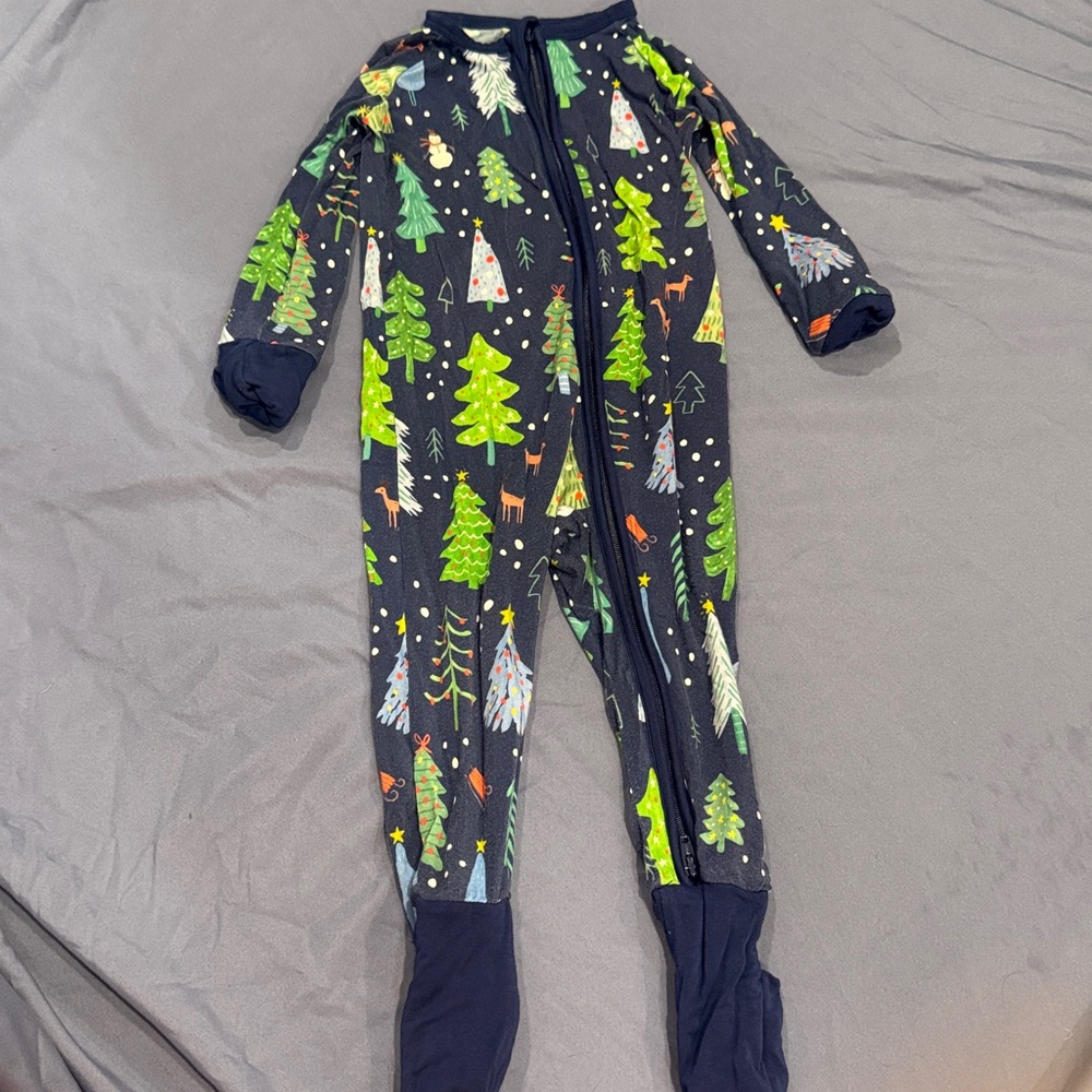 Festive Tree Print Pajama Onesie